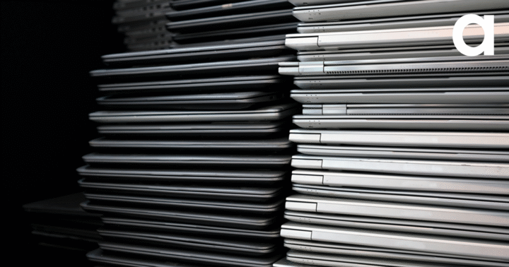 Stack of laptops